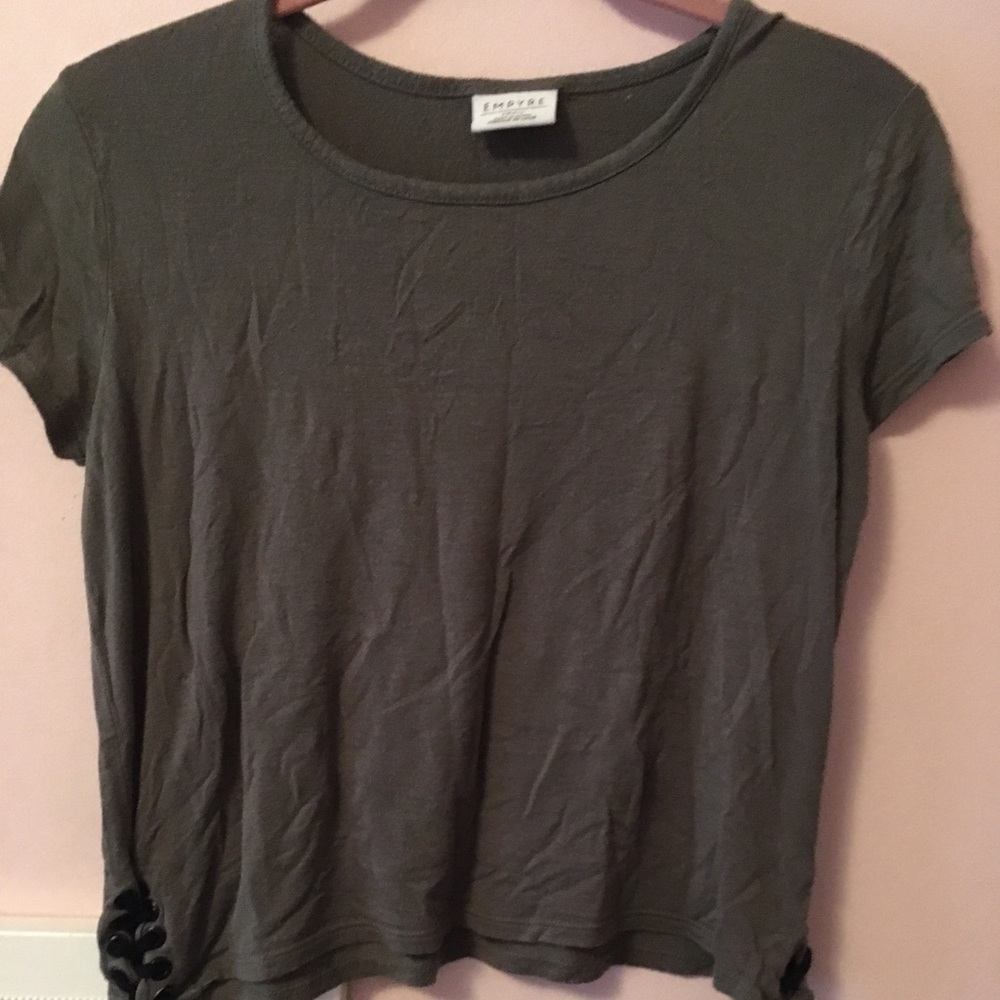 Dark green crop top with lace details